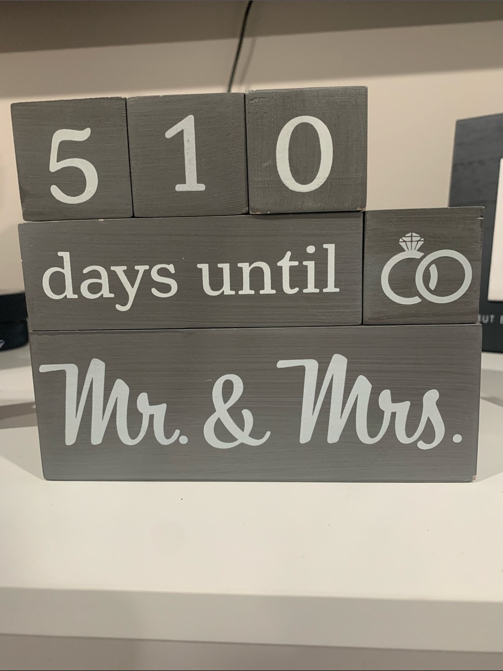 Gray "Days Until Mr. & Mrs." Wedding Countdown Blocks
